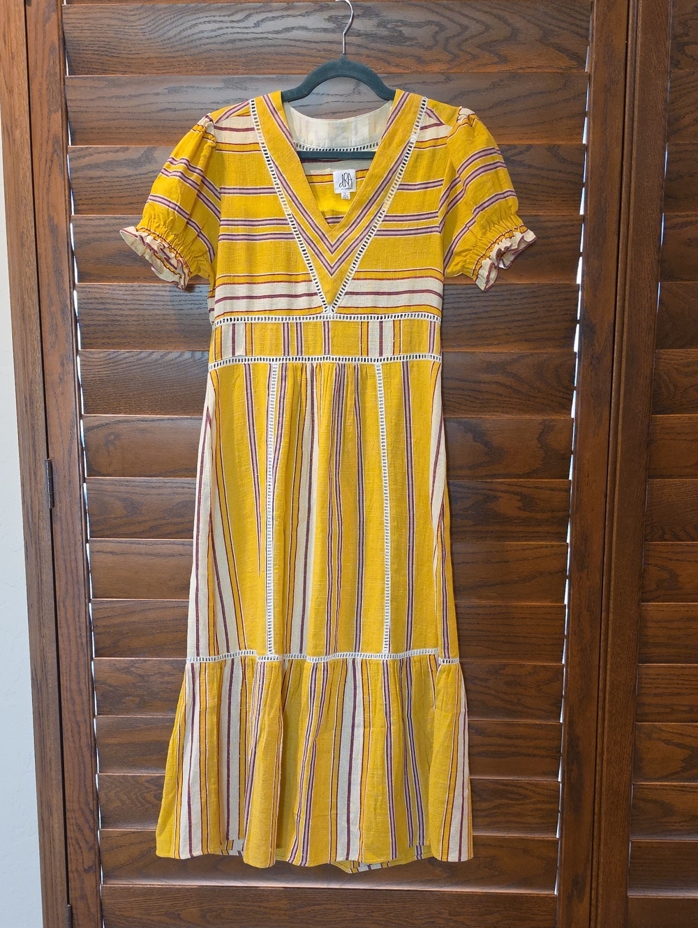 dRA Striped V-Neck Maxi Dress in Yellow
